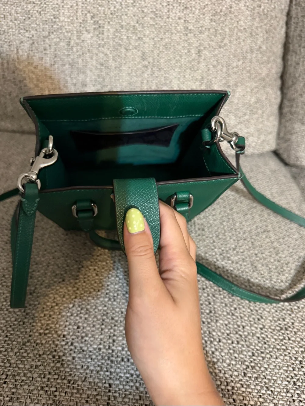 Coach Green Structured Leather Crossbody Tote